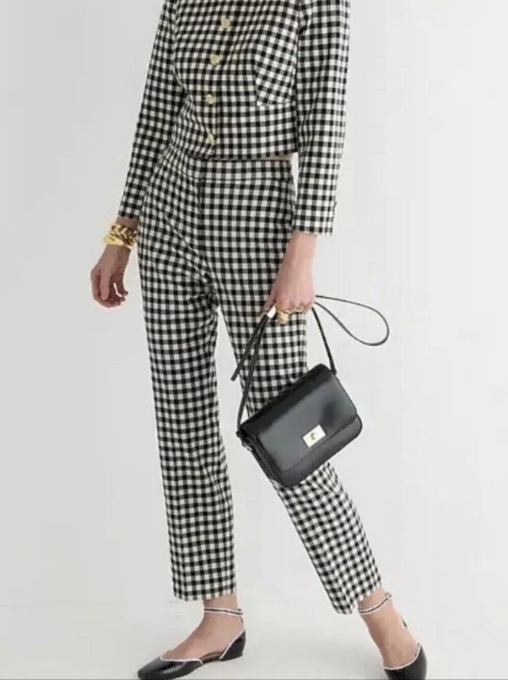 Kate straight-leg pant in gingham Italian wool blend